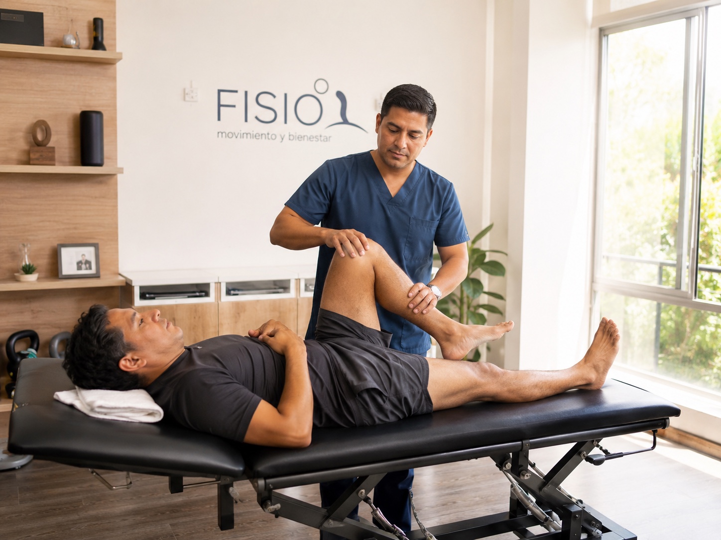 Fisioterapeuta profesional en sesión con paciente